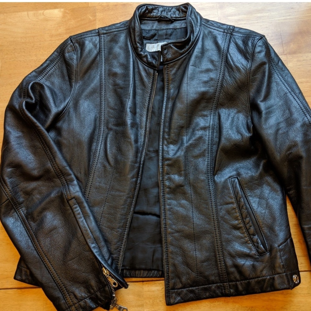 Leather racer jacket